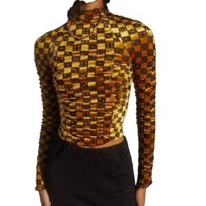 NWT Urban Outfitters Natalia Velvet Burnout Top